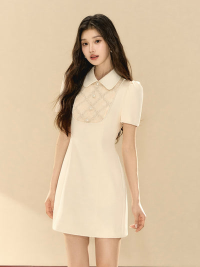 Lace Puff Sleeve A-line Dress OSH0132
