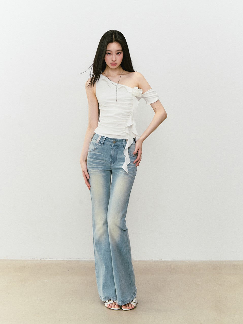 Waist Slim Retro Flared Jeans VIA0329