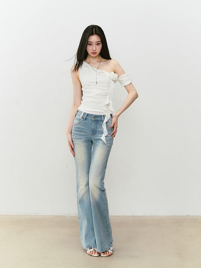 Waist Slim Retro Flared Jeans VIA0329