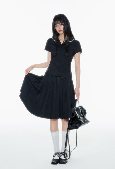 Black Lace Doll Collar Shirt ONT0017