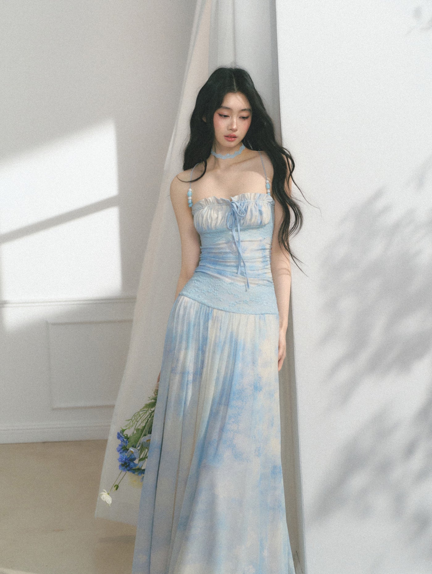 Blue Beaded Lace Dress SAL0168