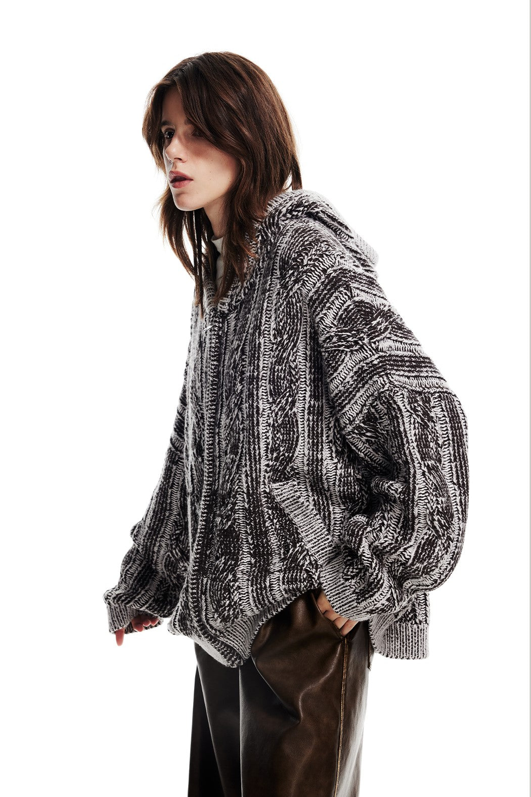 Loose Lazy Style Hooded Knitted Cardigan WES0134