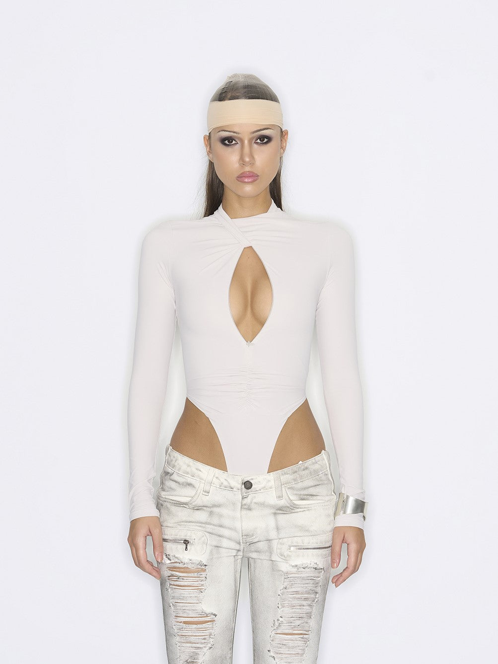Twisted Pleated Neckline Slim Jumpsuit NOL0060
