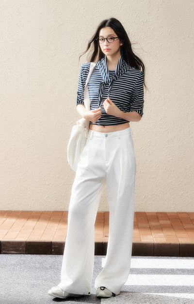 Striped Mid-sleeve T-shirt SHI0183