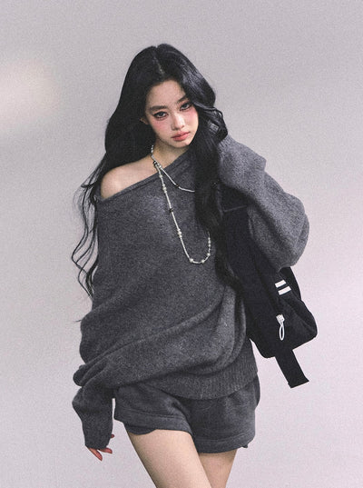 Lazy Style Off-shoulder Sweater DIA0631