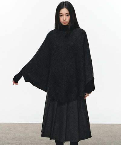 Gray High-waisted Pleated Midi Skirt ANA0114