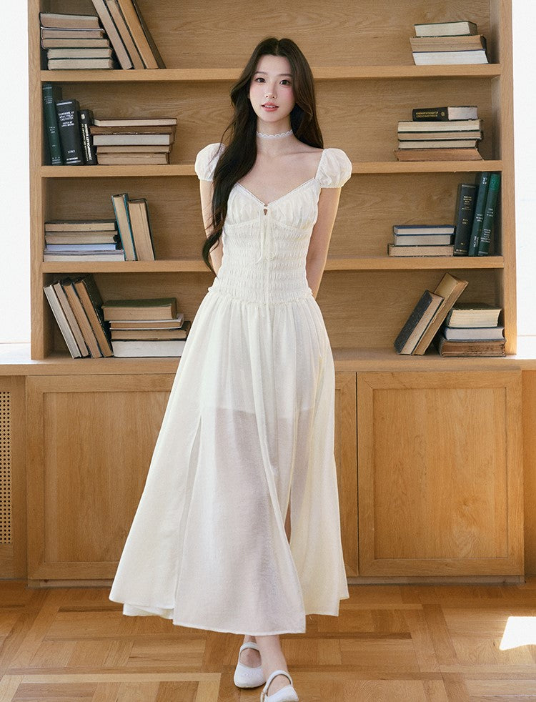 Elegant V-neck Slit Long Dress LAL0218