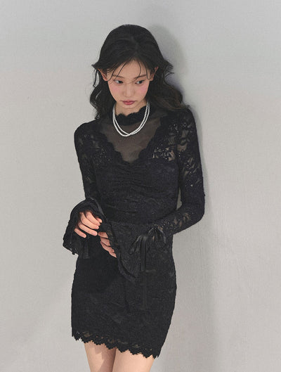 Long-Sleeved Lace Dress DIA0718
