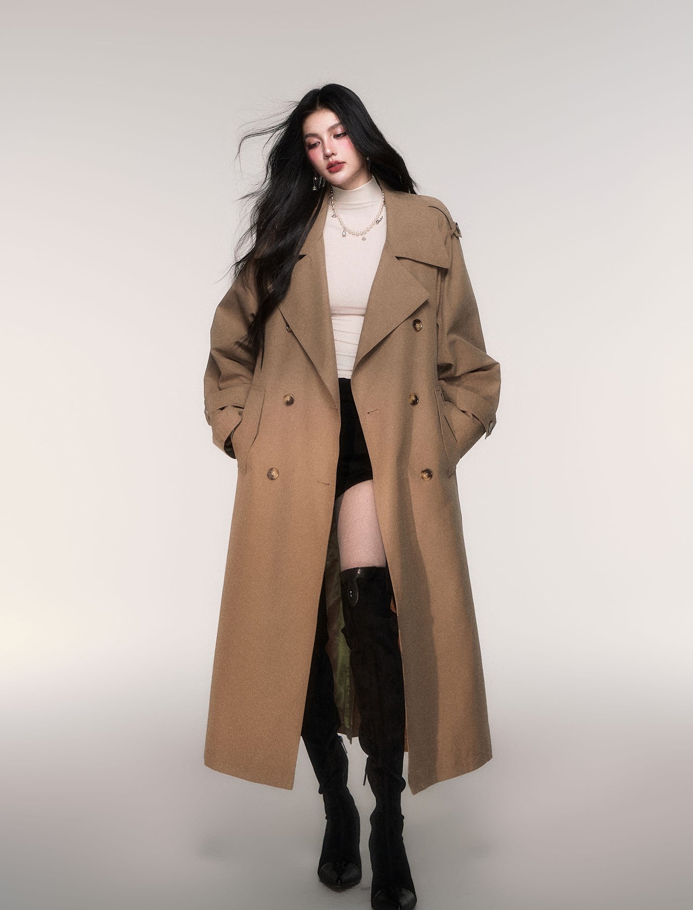 Classic Oversized Double-Breasted Trench Coat LUL0205