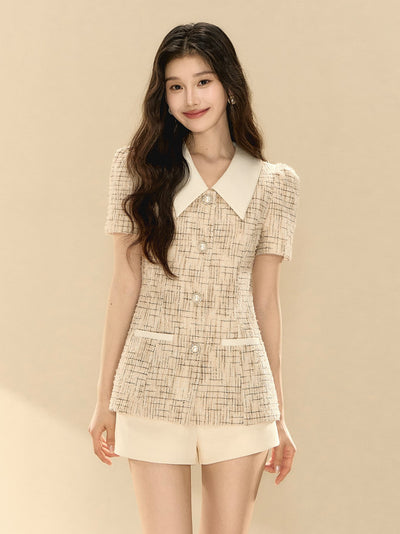 High Waist Gold Button Shorts OSH0137