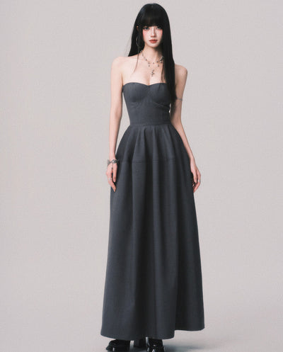 Slimming Puffy Long Tube Top Dress LUL0162