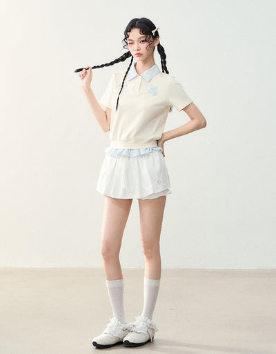 Patch Embroidered Plaid Polo T-shirt NTO0228