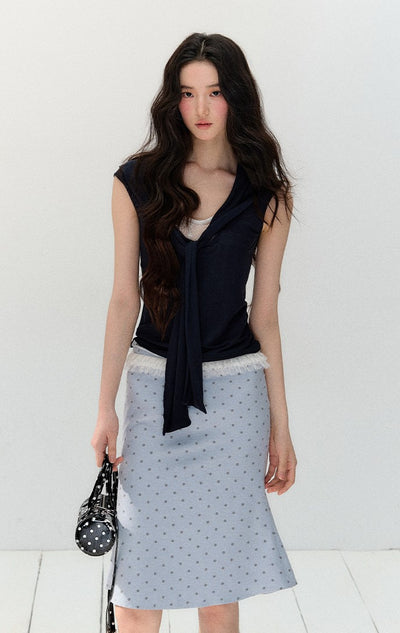 Polka Dot Slim Straight Skirt SHI0149
