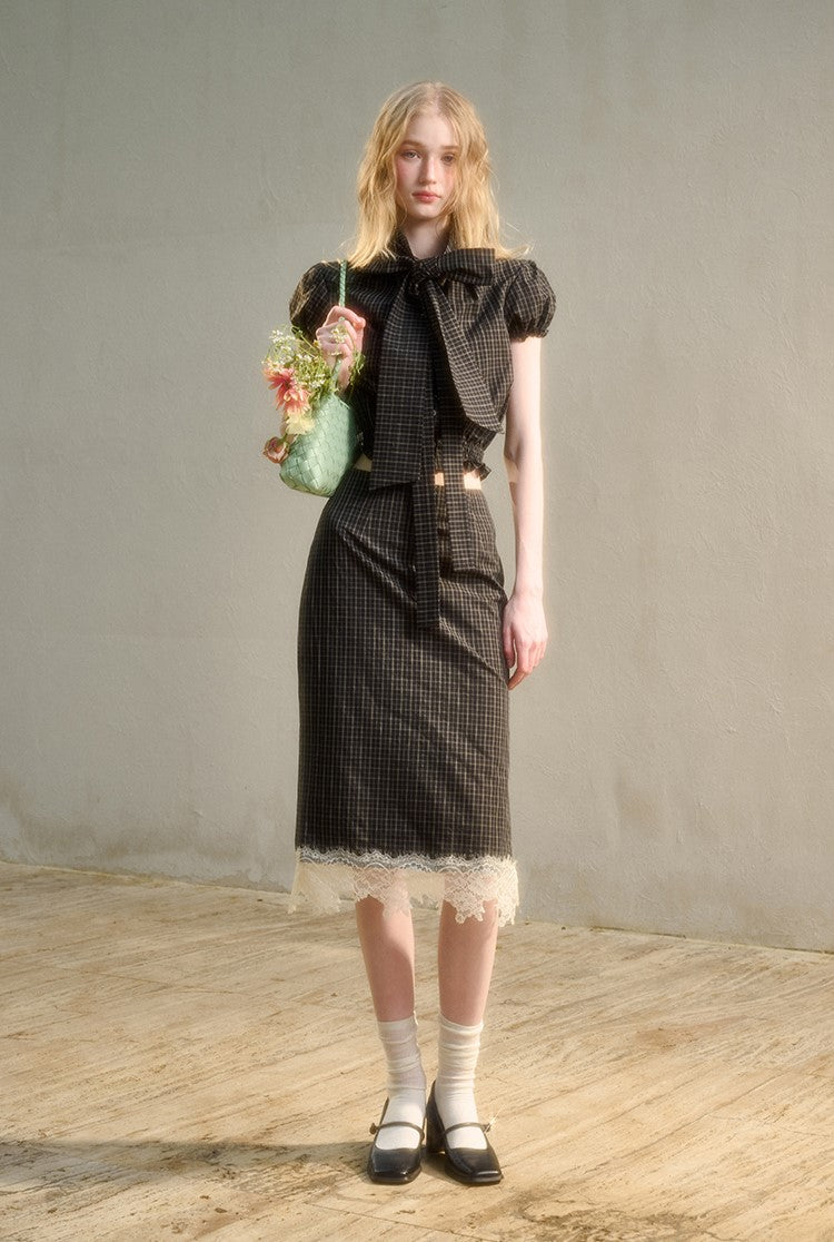 Plaid Suit Bow Shirt/Skirt GRO0146