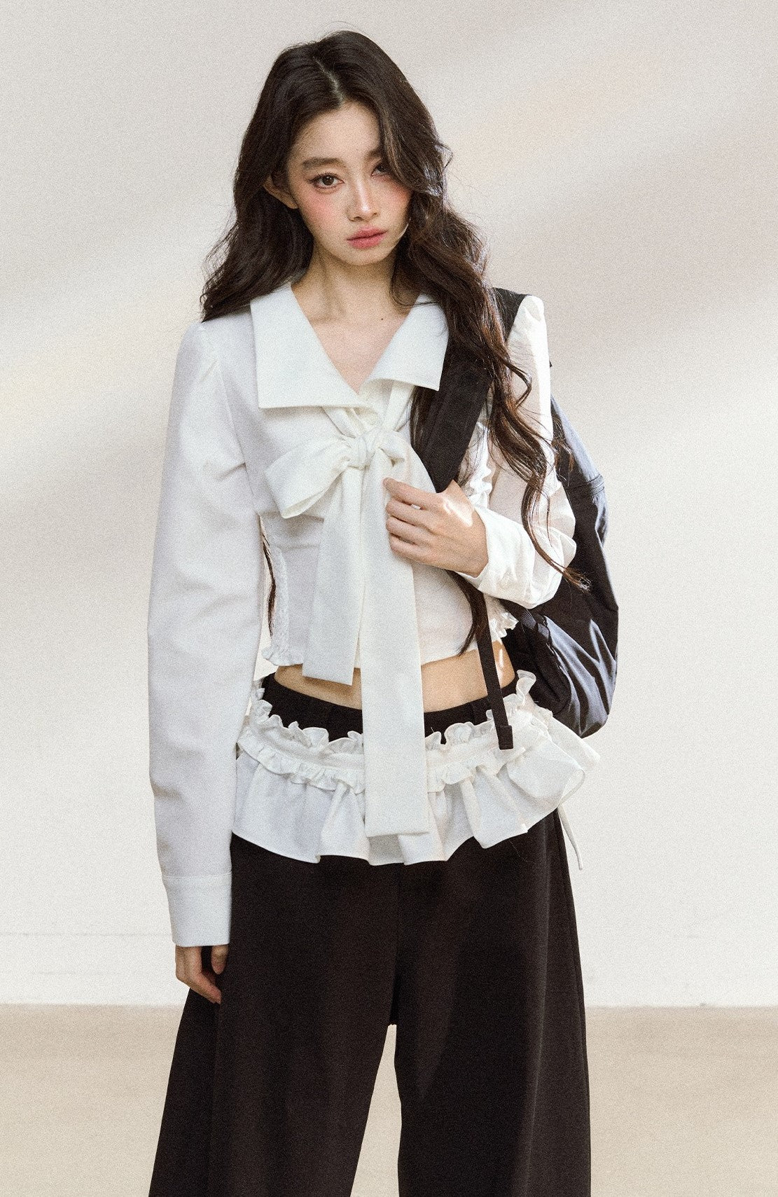 White Bow Lace Shirt/Pants SHI0210