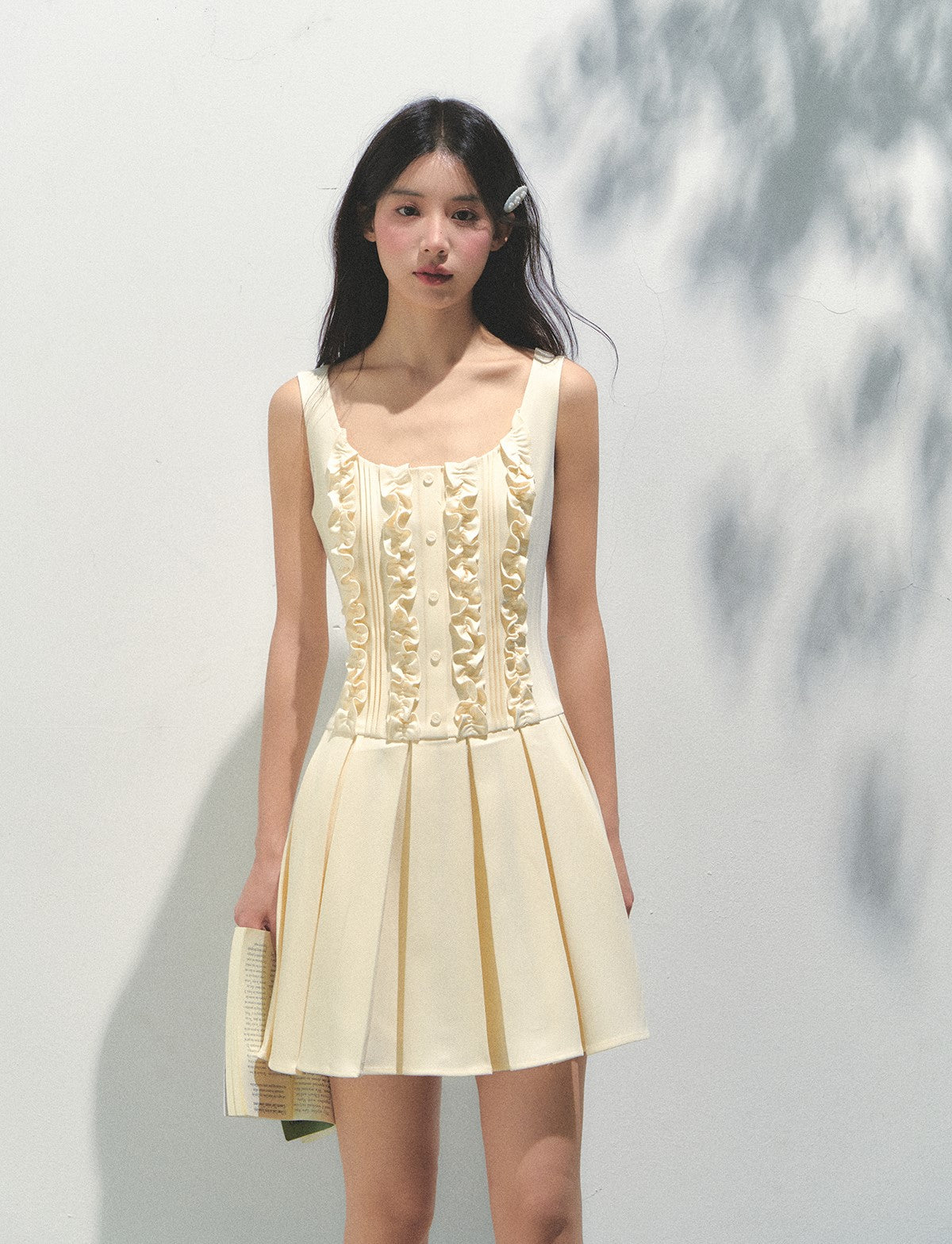 Removable Collar Pleated Dress SUN0156