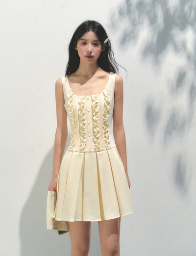 Removable Collar Pleated Dress SUN0156