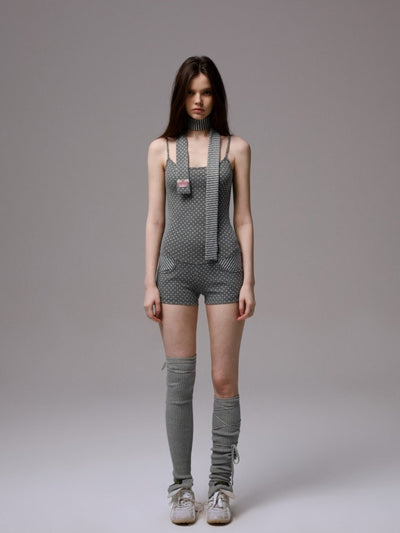Polka Dot Striped Jumpsuit/Cardigan JIN0031