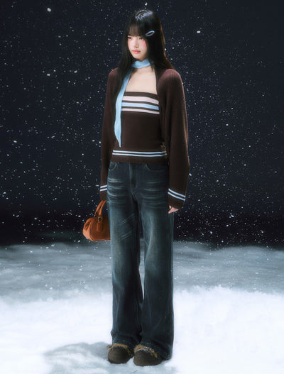 Brown Two-piece Layered Sweater WEE0103