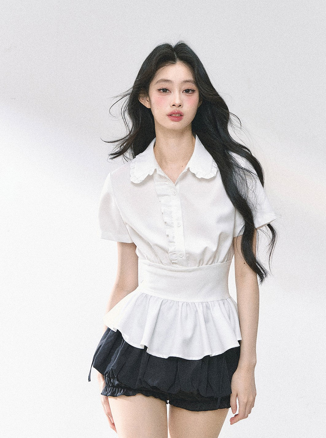 Waist Slim White Slim Shirt DIA0471
