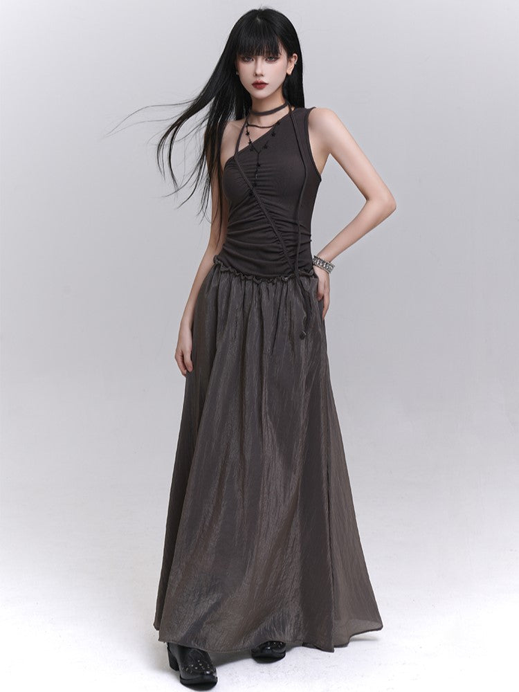 One-shoulder Suspender Long Dress LAD0196
