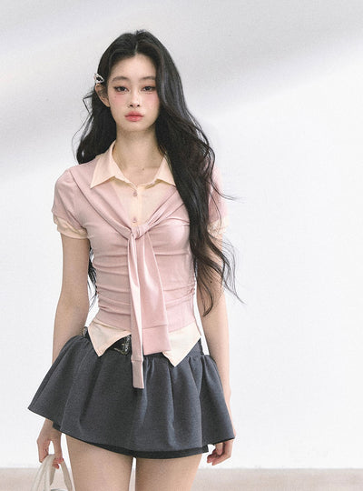 Straight Shoulder Short-sleeved T-shirt DIA0483