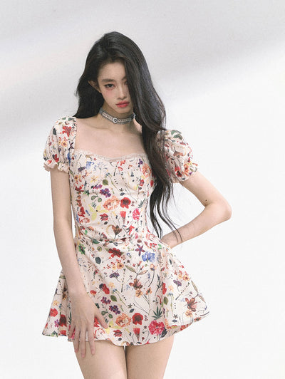 Lace Floral Slim Short Dress DIA0513