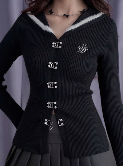 Sailor Collar Imitation Mink Slim All-match Sweater SAG0196