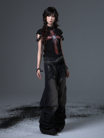 Washed Ripped Scimitar Jeans FRU0104
