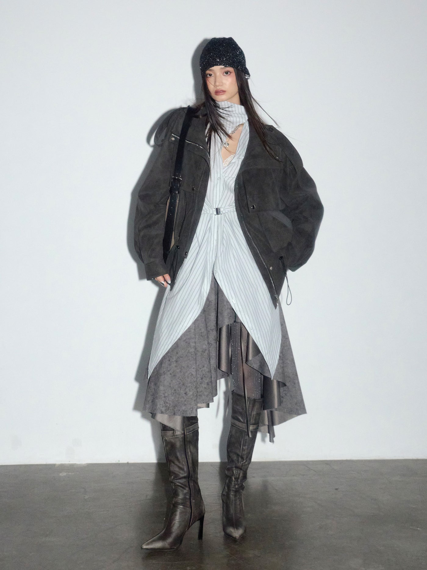 Deconstructed Striped Cotton Shirt JNY0277