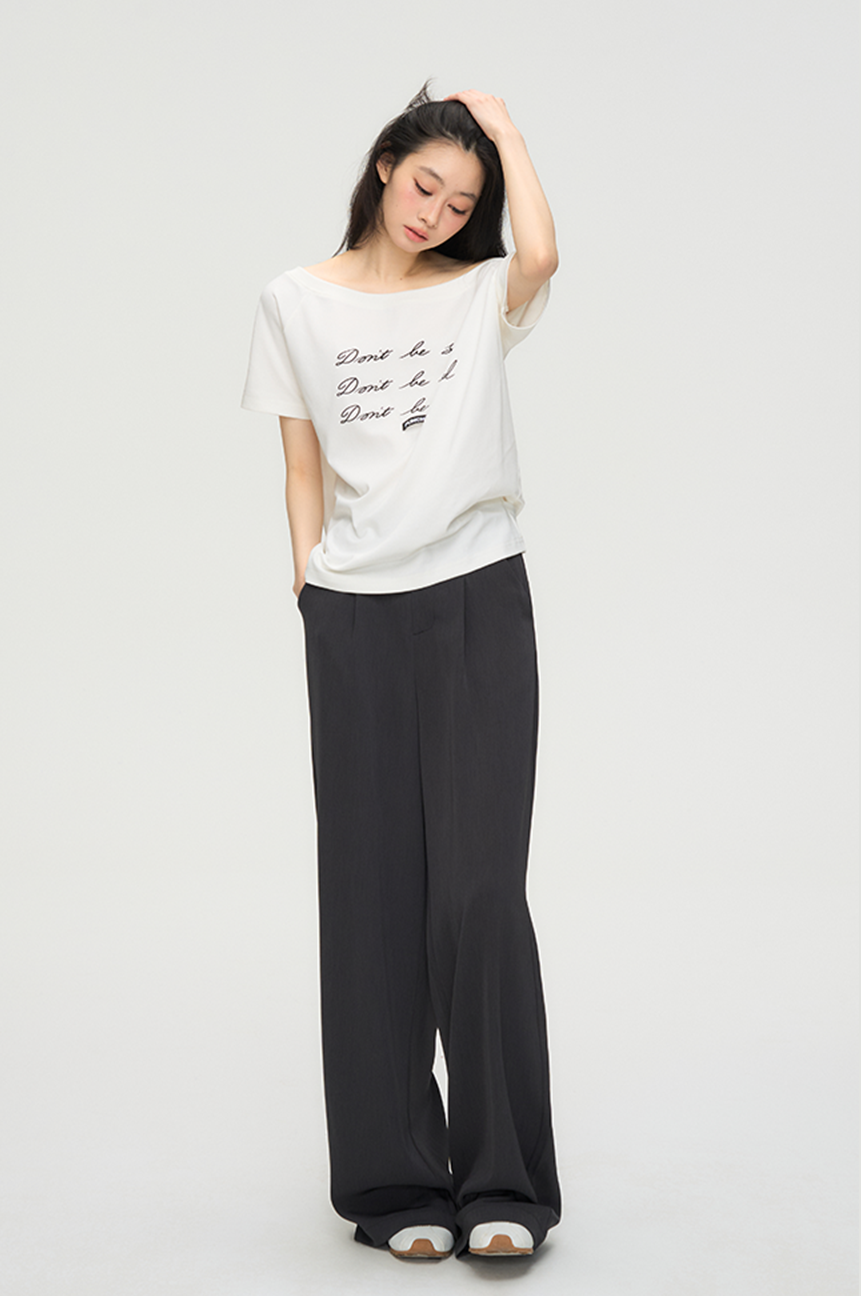 Letter Print One-shoulder Casual T-shirt PUN0070