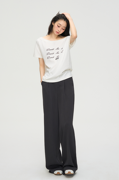 Letter Print One-shoulder Casual T-shirt PUN0070