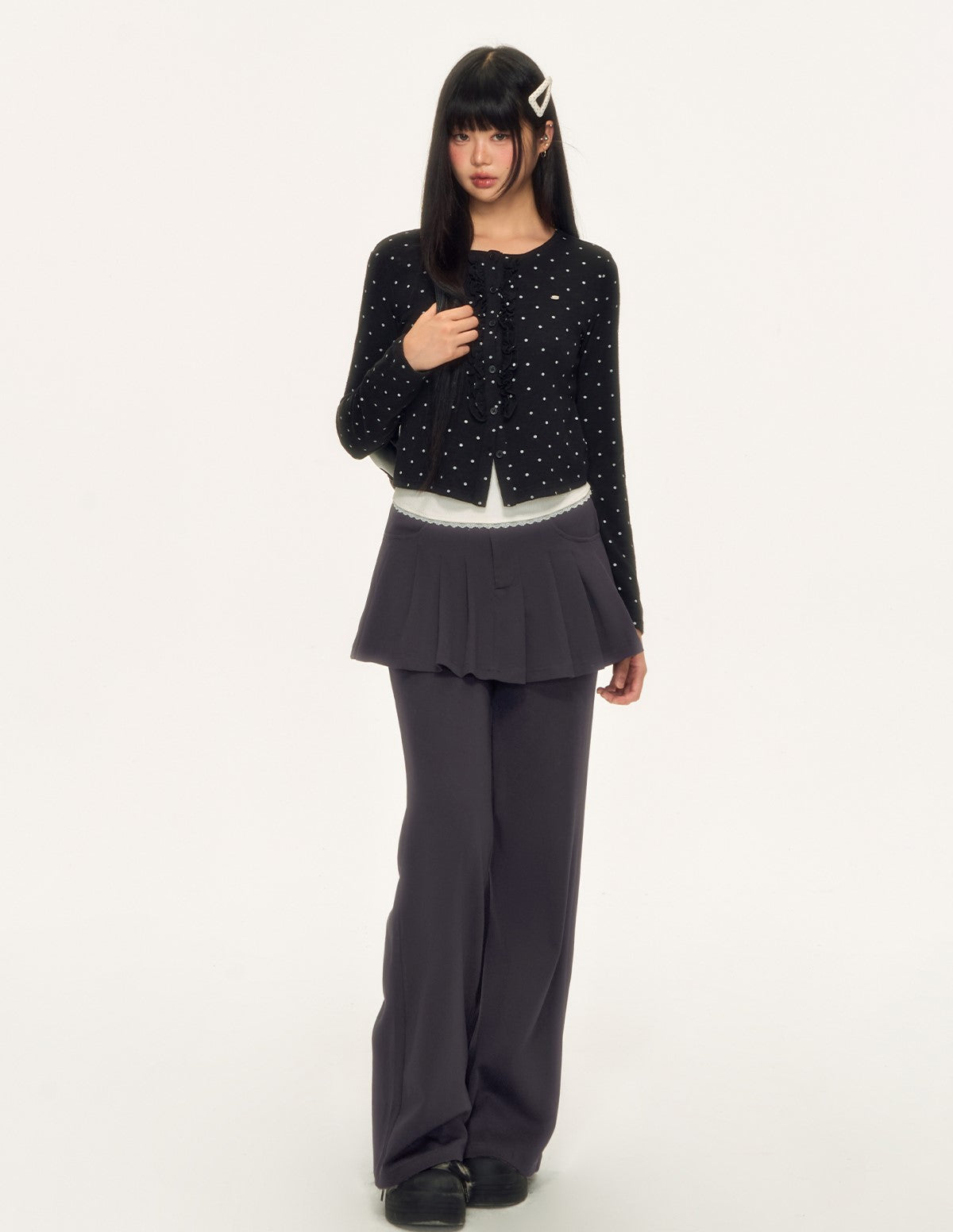 Faux Two-piece Pleated Skirt Pants WEE0085