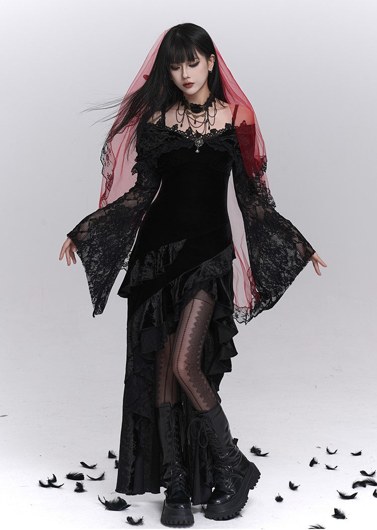 Lace Flared Sleeves Strap Dress LAD0239