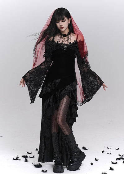 Lace Flared Sleeves Strap Dress LAD0239