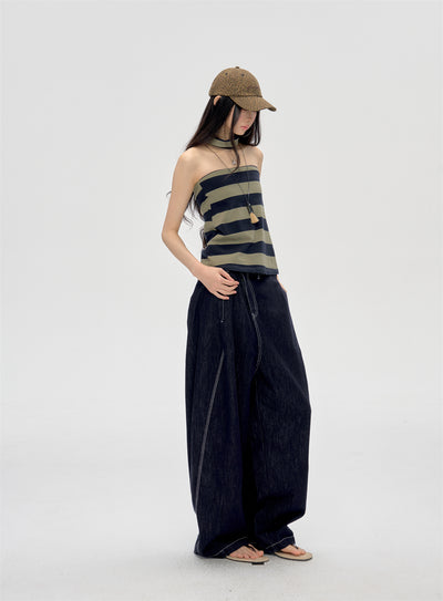 Halter Neck Wrap Striped Top CUR0210