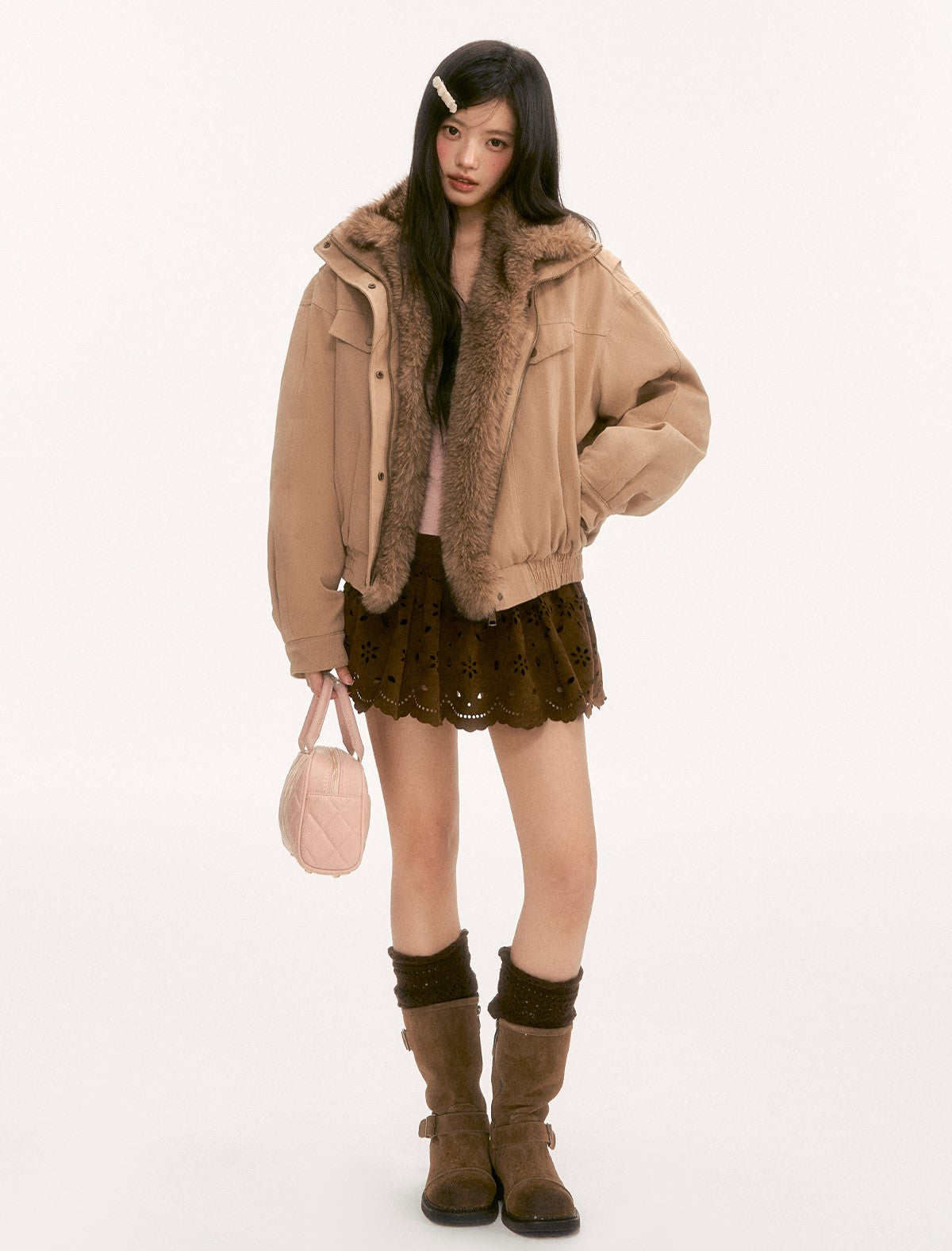 American Retro Patchwork Fur Thick Coat WEE0130