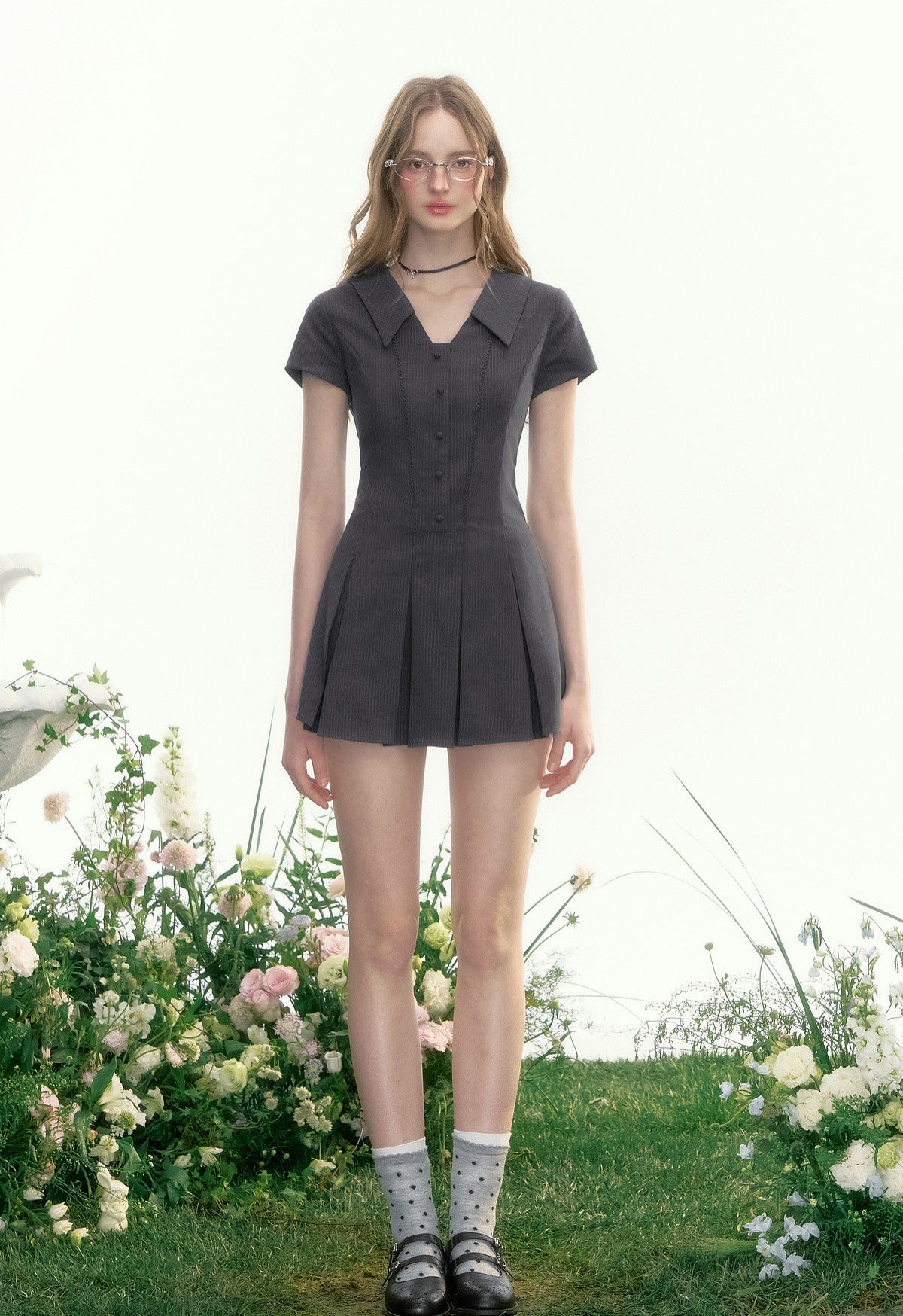 Lapel Retro Waist Dress AYF0085