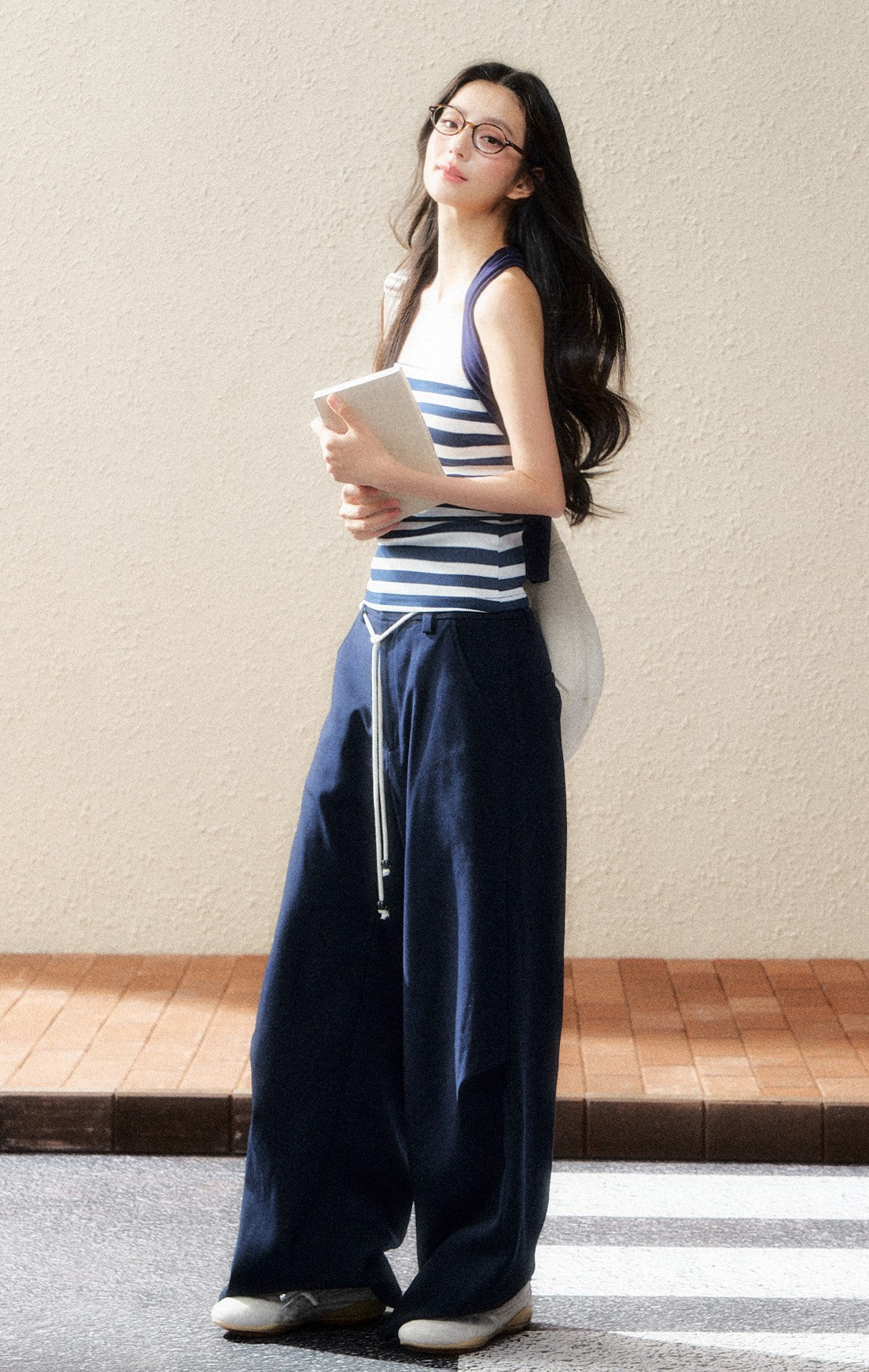 Striped Tube Top/Long-sleeved Cardigan SHI0181