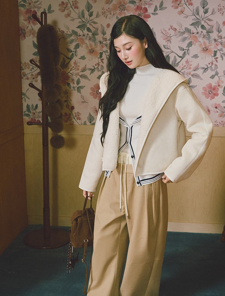 Hooded Suede Faux Fur Jacket LAL0239