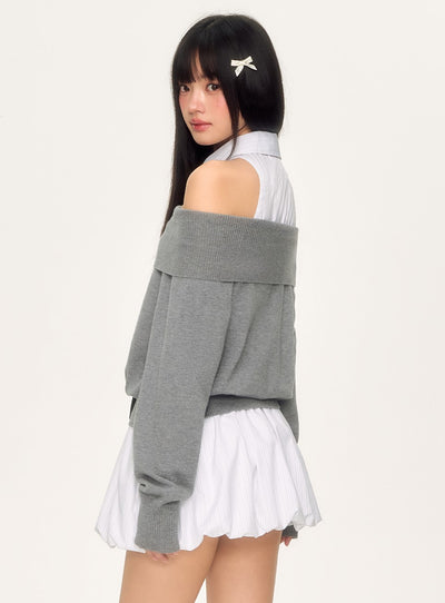 Fake Two-Piece Off-shoulder Dress WEE0033