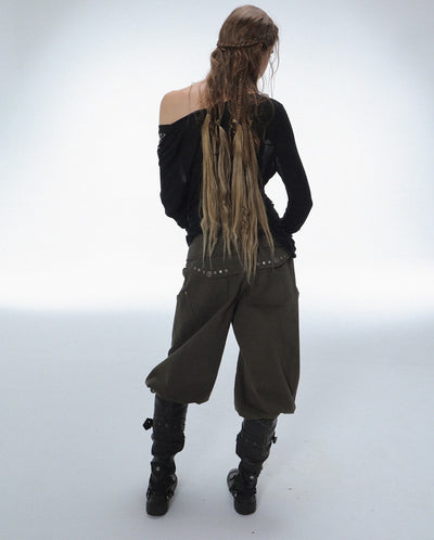 Large Pockets Cropped Pants DOU0125