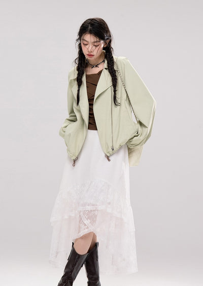 White Lace Irregular Layered Skirt COT0233