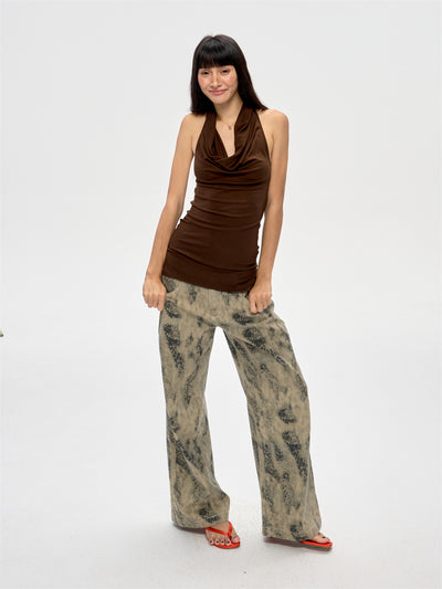 Backless Beaded Swing Collar Top CUR0212