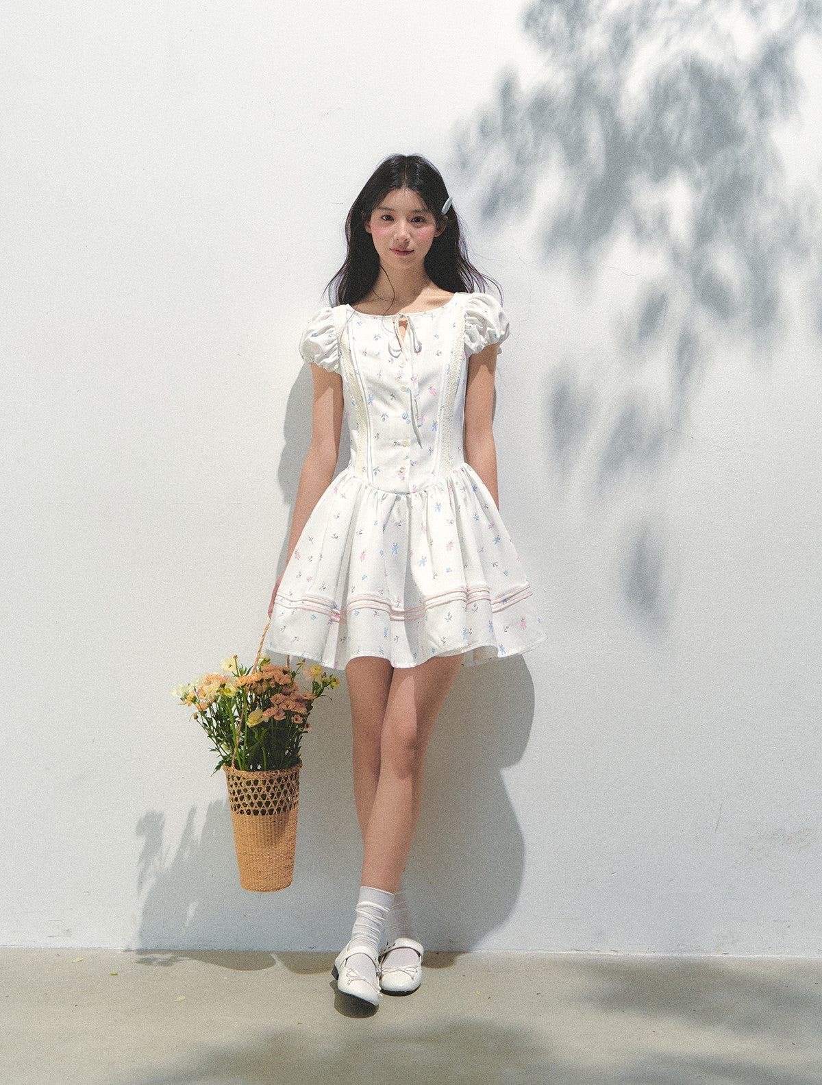 Flower Print Puff Sleeve Dress SUN0168