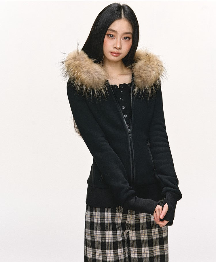 Fur Collar Hooded Sweatshirt Jacket ANA0102