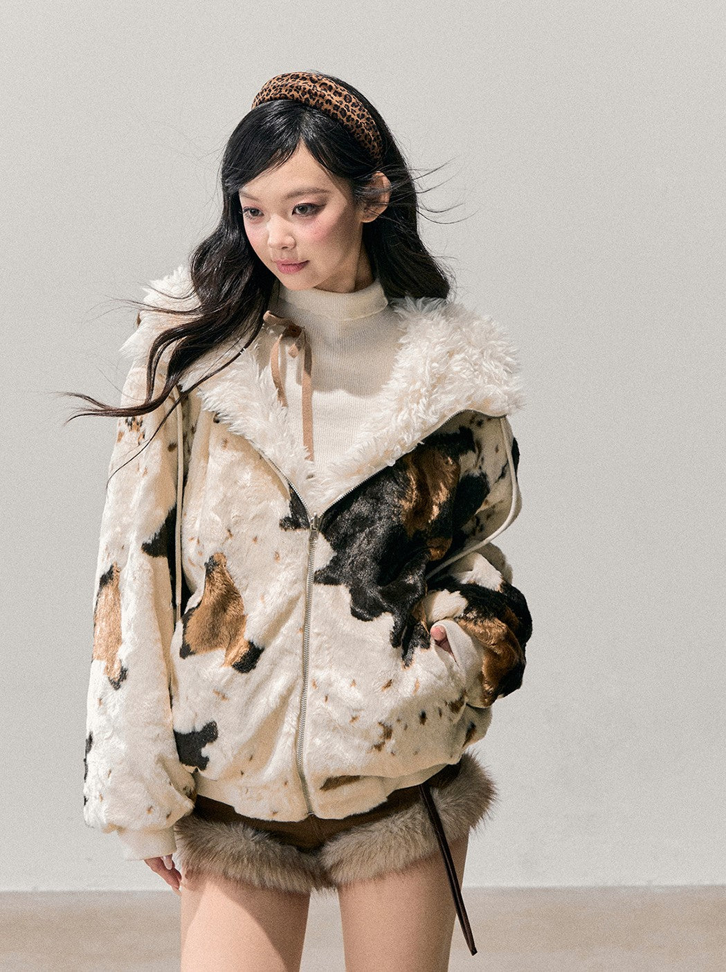 Marble Color Fur Coat DIA0749