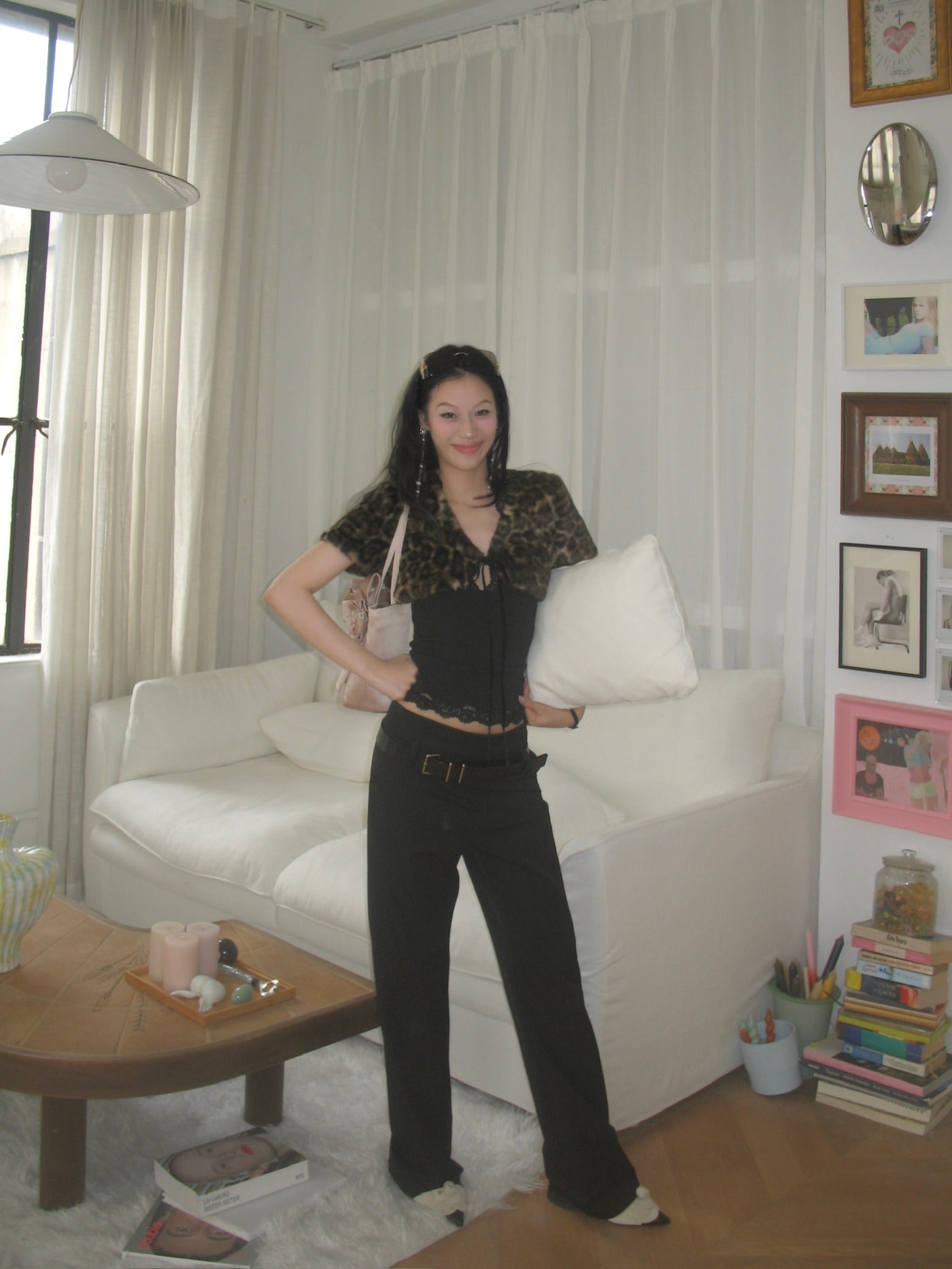 Leopard Print Cropped Eco-Fur Jacket AOA0036
