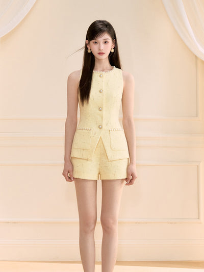 Beaded Sleeveless Vest/Shorts OSH0117