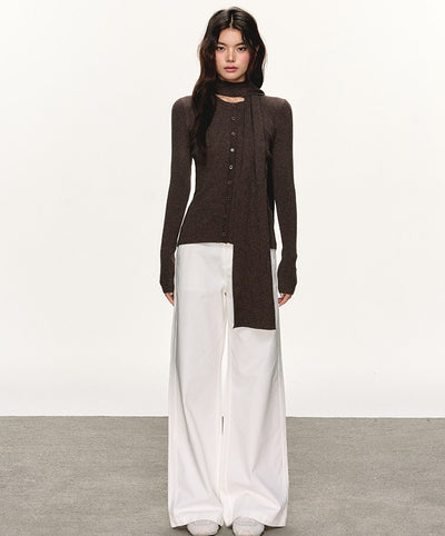 Scarf Slim-fit Long-sleeved Knitted Cardigan ANA0099